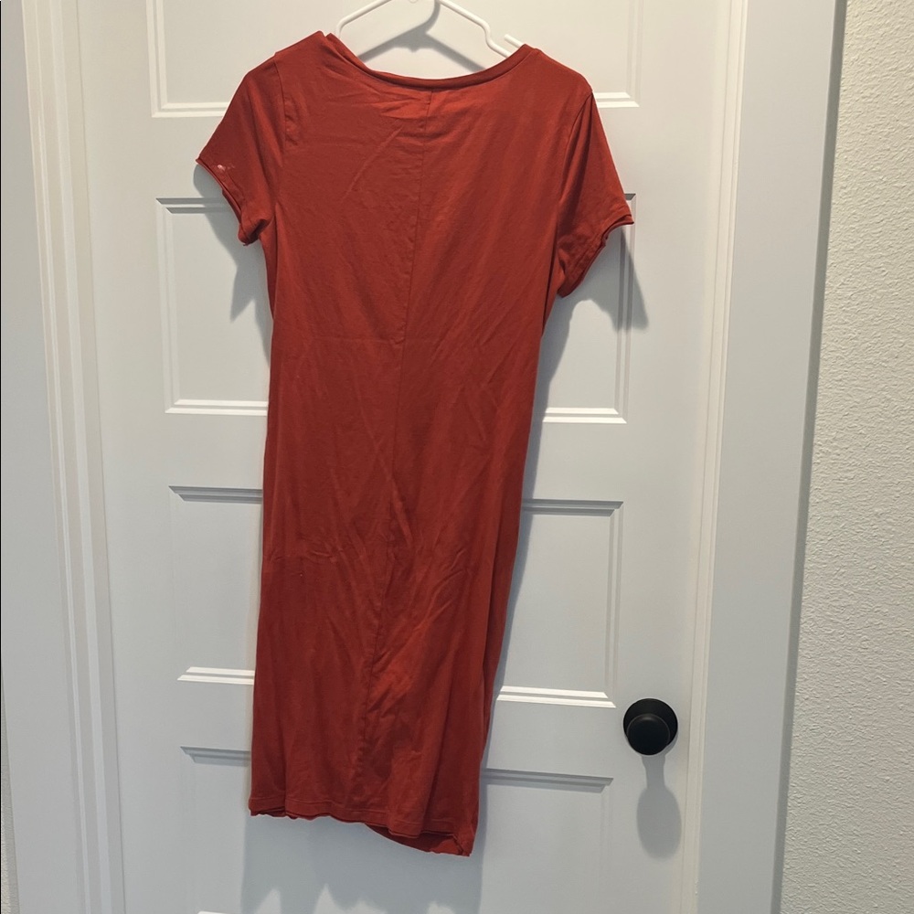 Fall Rust Orange Ruched Dress - Picture 3 of 3